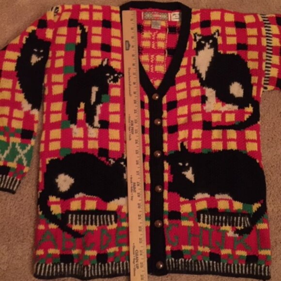 Cardigan Bay Sweaters - Cardigan Bay Plaid Tuxedo CAT Cardigan
